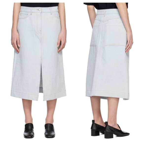 Studio Nicholson Blue Soro Midi Skirt Denim Womens Size 1 Waist 27-28" - Picture 1 of 16